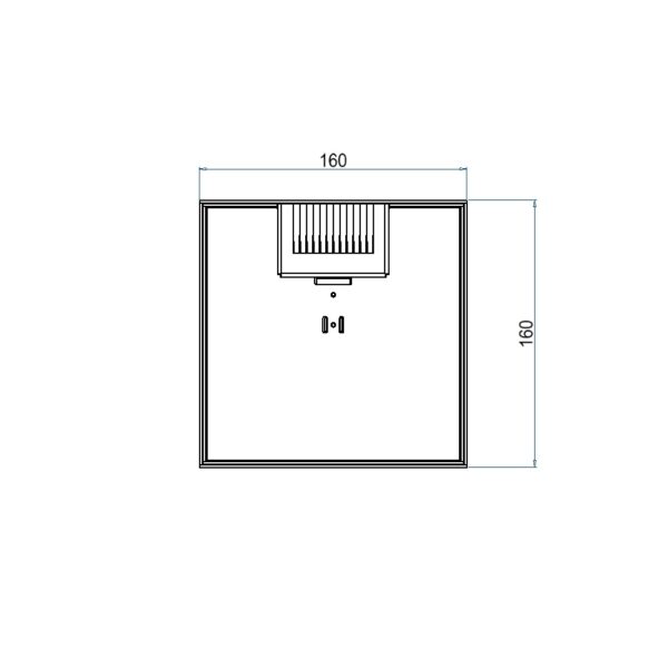 Produktbild UBD 167 302  -  Unterflur-Bodendose UBD 160 small inkl. Deckel mit Kante, geschlossen, 30mm Vertiefung und 1 Bürstenauslass